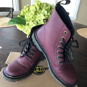 Dr. Martens Cherry Red Leather Luana Lace Up Combat Ankle Boots